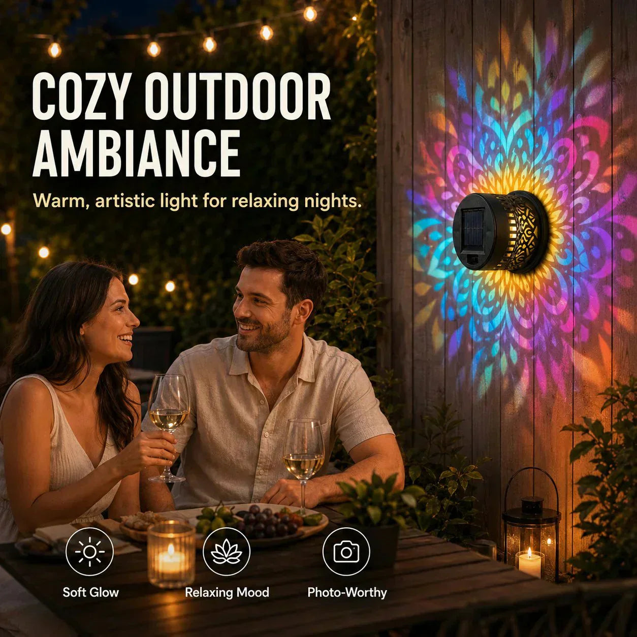 🌞 49% OFF🎁Solar Mandala Light – Stunning Pattern Projection, 2-in-1 Floor & Wall Design & IP65 Waterproof Auto On/Off 🌿