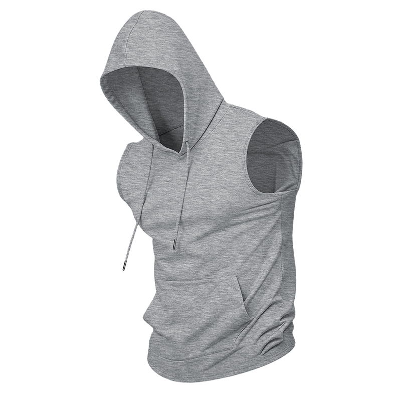 Men's Sleeveless Hooded Workout Top | Moisture-Wicking Athletic Tank with Pocket
