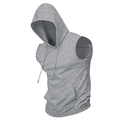 Men's Sleeveless Hooded Workout Top | Moisture-Wicking Athletic Tank with Pocket