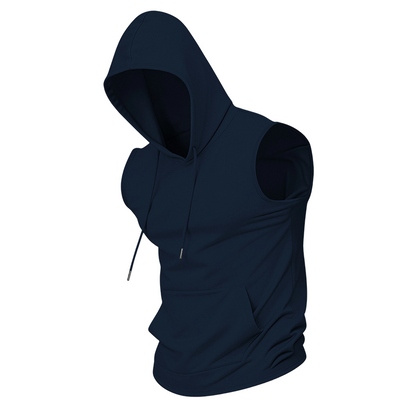 Men's Sleeveless Hooded Workout Top | Moisture-Wicking Athletic Tank with Pocket