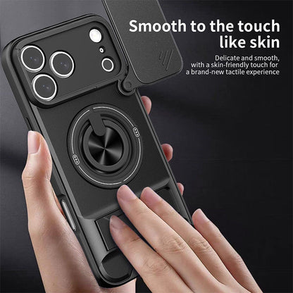 Mecha Push Window iPhone Case – Magnetic Ring Holder, Military-Grade Shockproof Cover