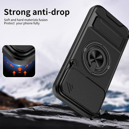 Mecha Push Window iPhone Case – Magnetic Ring Holder, Military-Grade Shockproof Cover