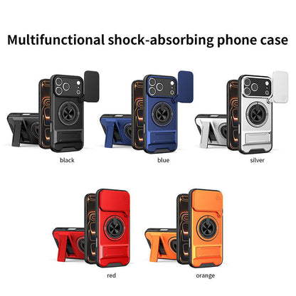 Mecha Push Window iPhone Case – Magnetic Ring Holder, Military-Grade Shockproof Cover