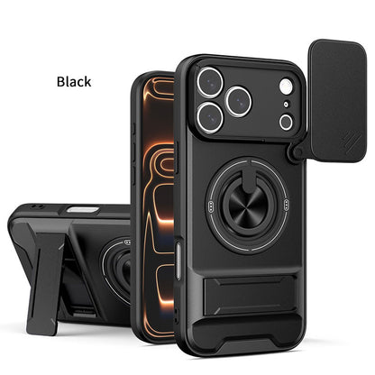 Mecha Push Window iPhone Case – Magnetic Ring Holder, Military-Grade Shockproof Cover