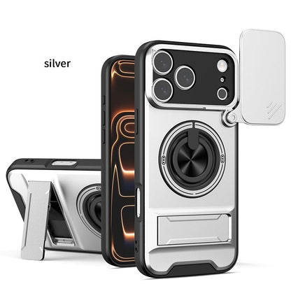 Mecha Push Window iPhone Case – Magnetic Ring Holder, Military-Grade Shockproof Cover