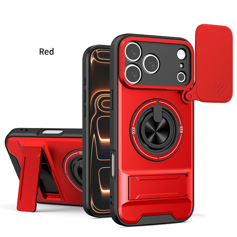 Mecha Push Window iPhone Case – Magnetic Ring Holder, Military-Grade Shockproof Cover