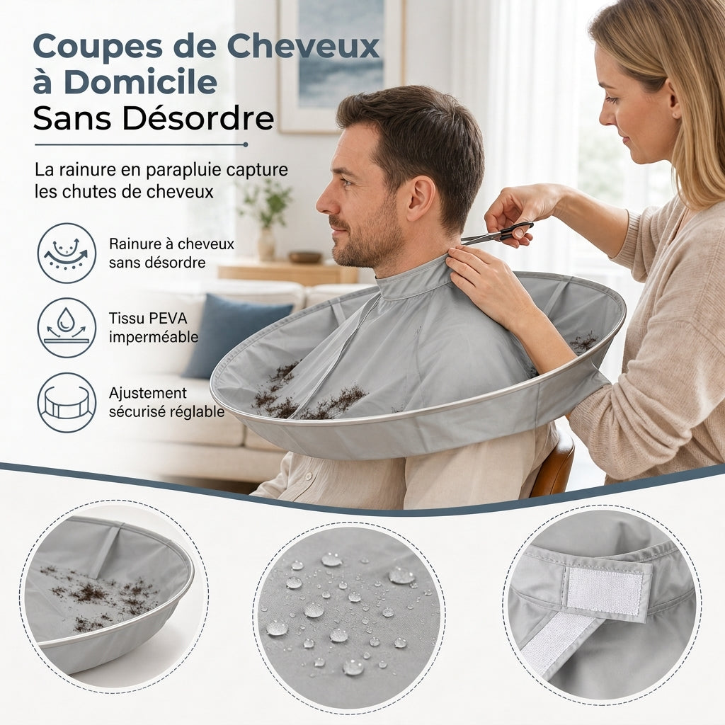 🧔 Reusable Barber Cape – Waterproof Hair Catcher Bib, Large Coverage for Salon & Household Cuts
