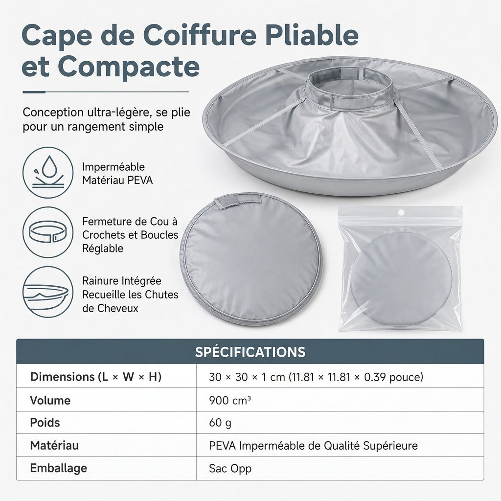 🧔 Reusable Barber Cape – Waterproof Hair Catcher Bib, Large Coverage for Salon & Household Cuts