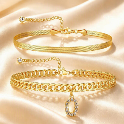 Personalized Initial Anklet – 14K Gold-Plated Waterproof Stackable Letter Charm