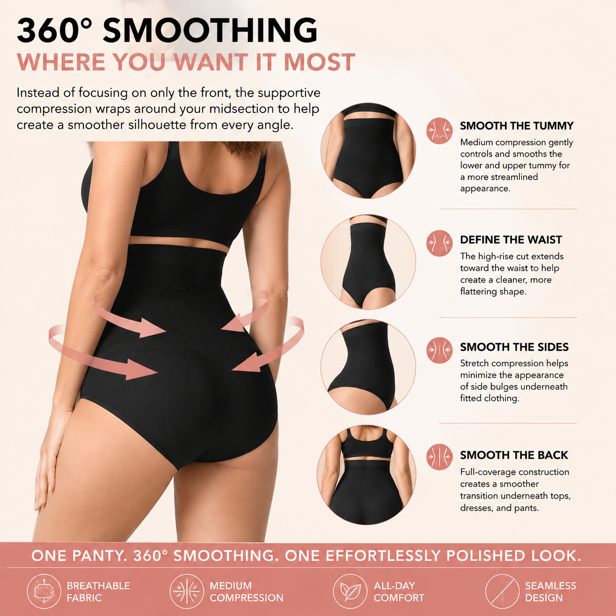 ⬆️ High-Waisted Seamless Shapewear – Anti-Slip, Breathable, Smooth Compress
