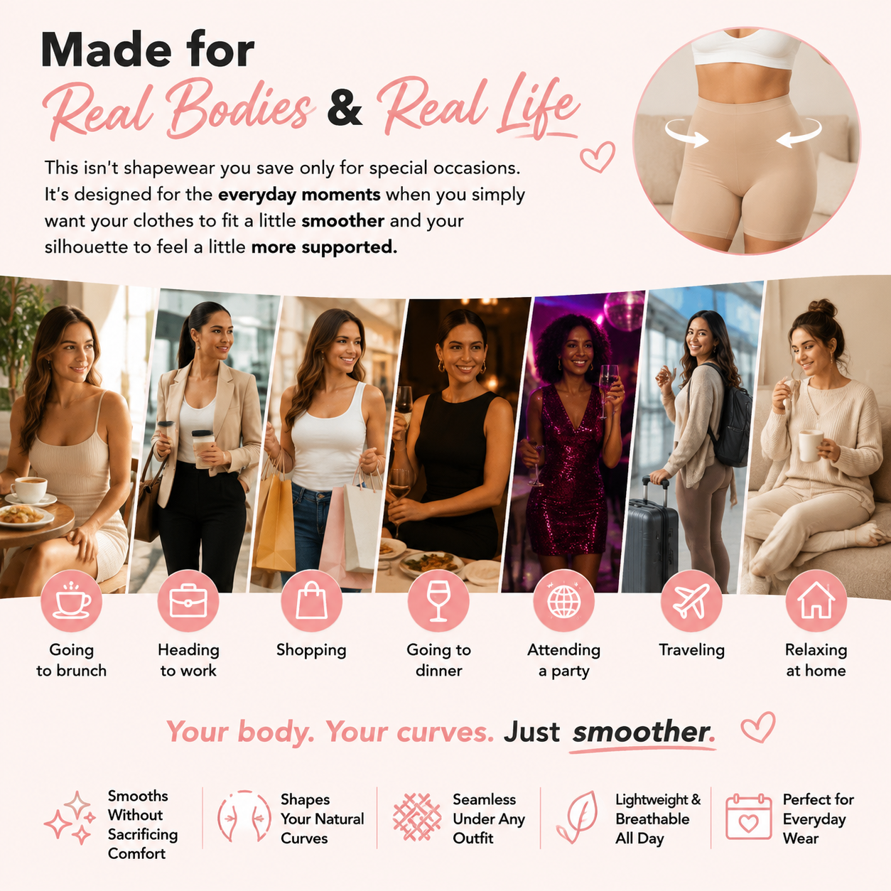 ⬆️ High-Waisted Seamless Shapewear – Anti-Slip, Breathable, Smooth Compress