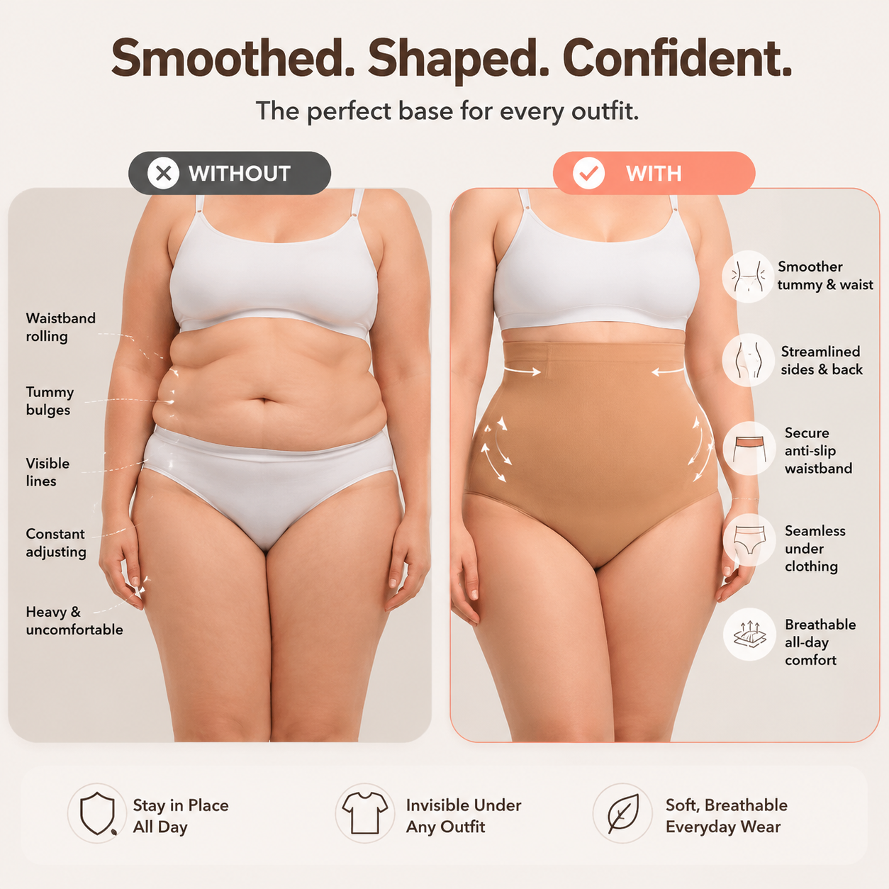 ⬆️ High-Waisted Seamless Shapewear – Anti-Slip, Breathable, Smooth Compress
