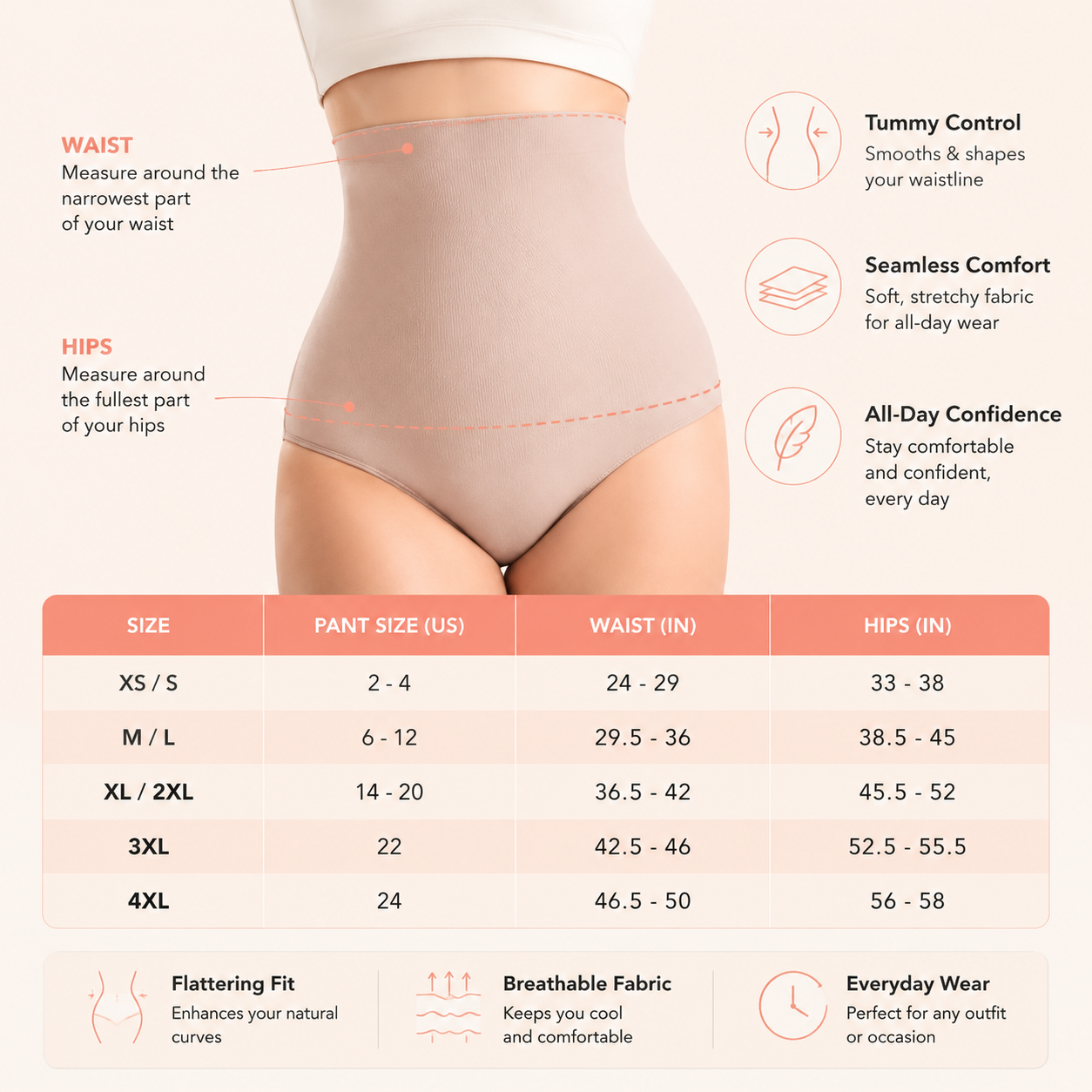 ⬆️ High-Waisted Seamless Shapewear – Anti-Slip, Breathable, Smooth Compress