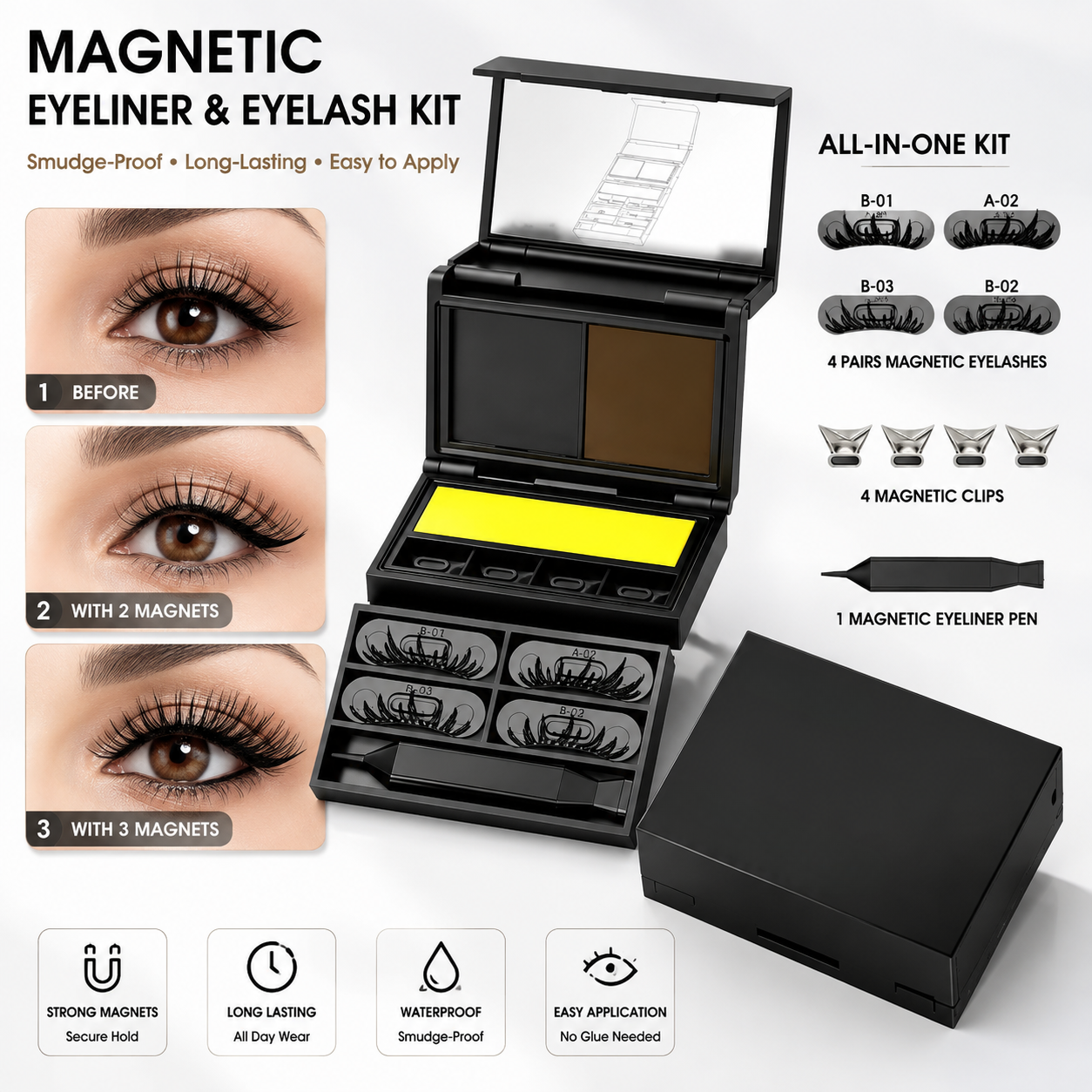 3-in-1 Eyeliner & Lash Stamp Kit – Wing, Bottom Lashes & Liner, Waterproof, Beginner-Friendly