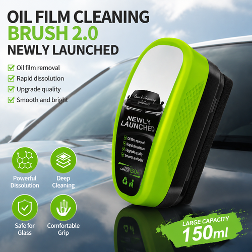 ✨Oil Film Remover Glass Cleaning Brush – For Windshield, Mirrors & Windows