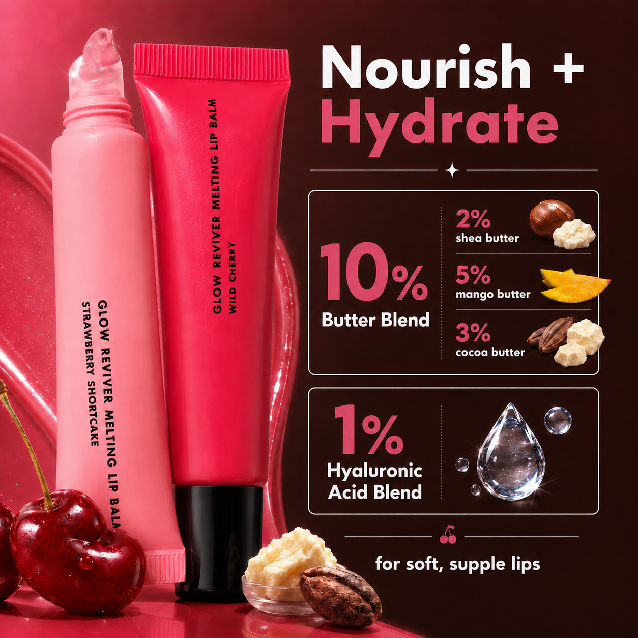 💋 Buy 1 Get 1 Free-Glow Reviver Melting Lip Balm – Tinted, Hydrating, Vegan & Glossy Finish