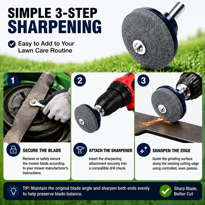 🛠️ Mower Blade Sharpening Attachment – Fits Most Drills, Fast & Simple