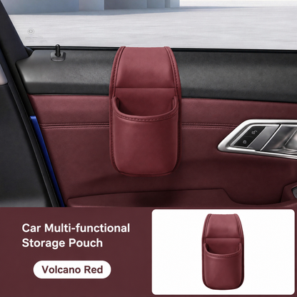 🧰Leather Double-Layer Car Door Storage Pocket – Scratch-Proof Lining, Adhesive-Free, Organizes Keys & Phones