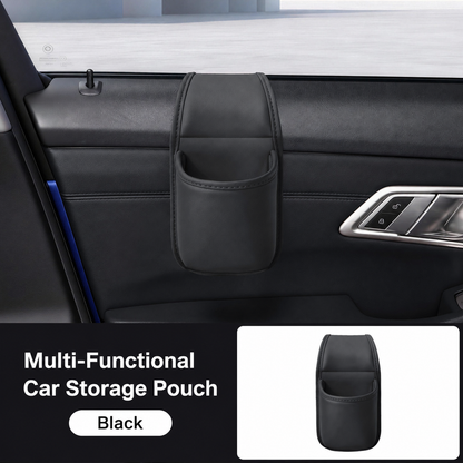 🧰Leather Double-Layer Car Door Storage Pocket – Scratch-Proof Lining, Adhesive-Free, Organizes Keys & Phones