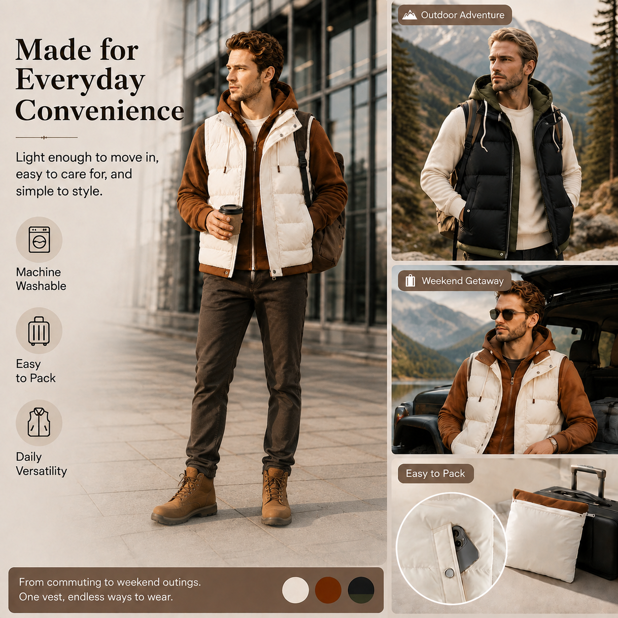 🧥 Cozy 2-in-1 Couple Vest – Warm, Foldable & Chic