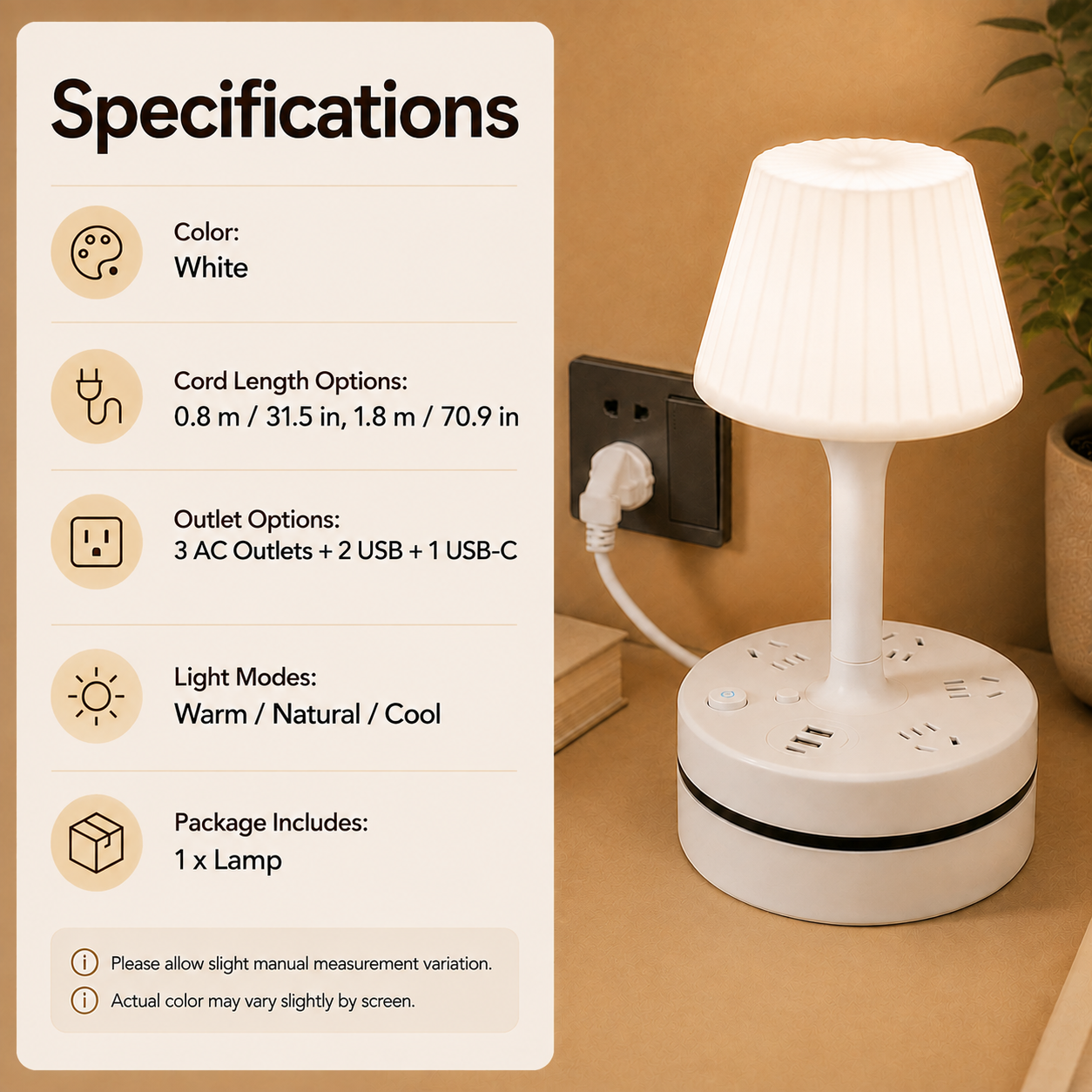💡 Bedside Lamp + Charging Station – Light & Power in One
