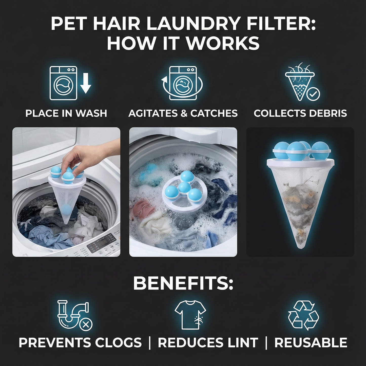 🧼3Pcs Washing Machine Filter Bag