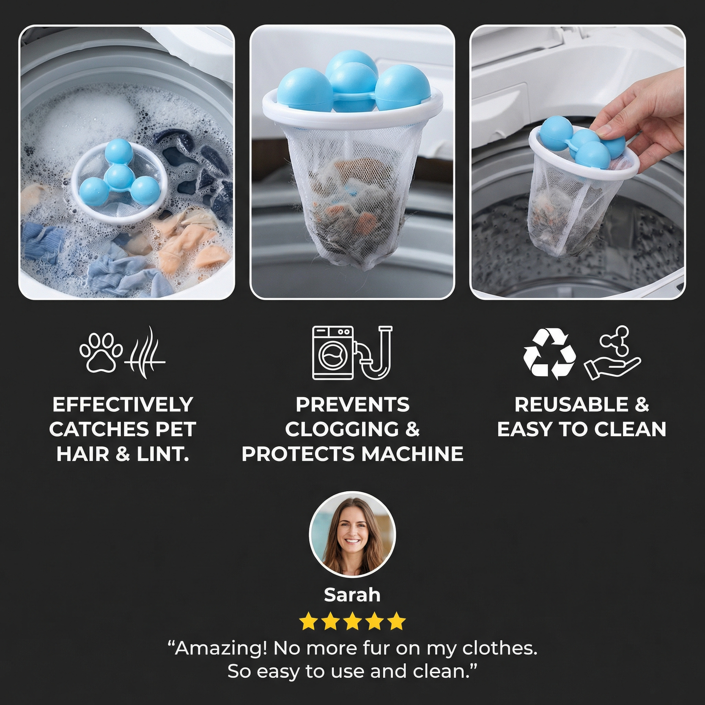 🧼3Pcs Washing Machine Filter Bag